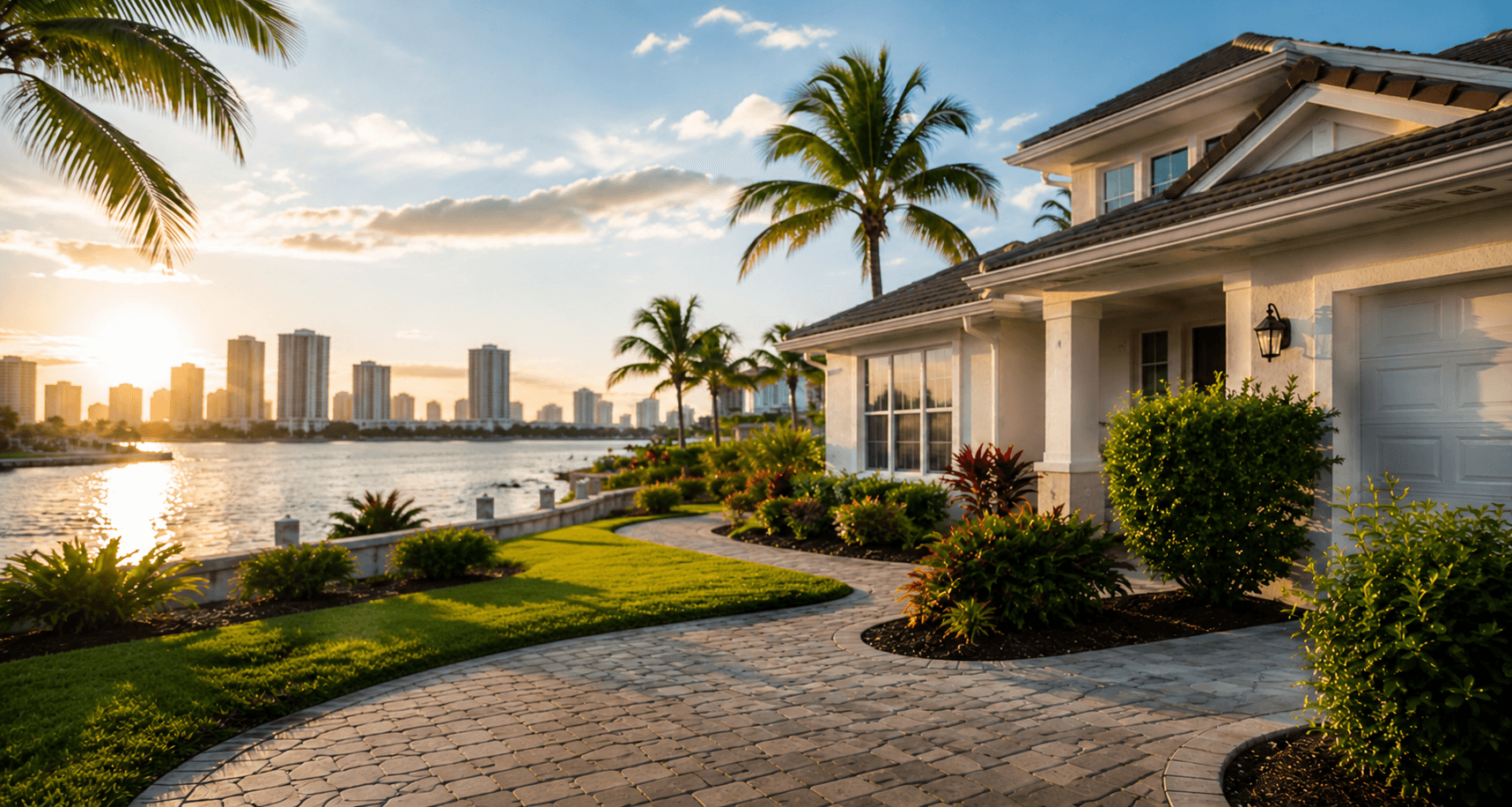 Luxurious waterfront home at sunset — JusSsLove Home Inspections