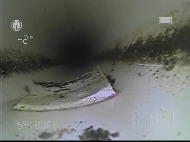Cast iron pipe deterioration identified during sewer scope